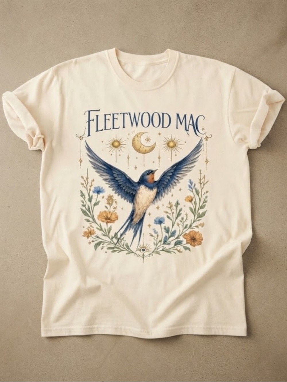 Fleetwood Mac Celestial Swallow Graphic Cotton Gildan T-Shirt